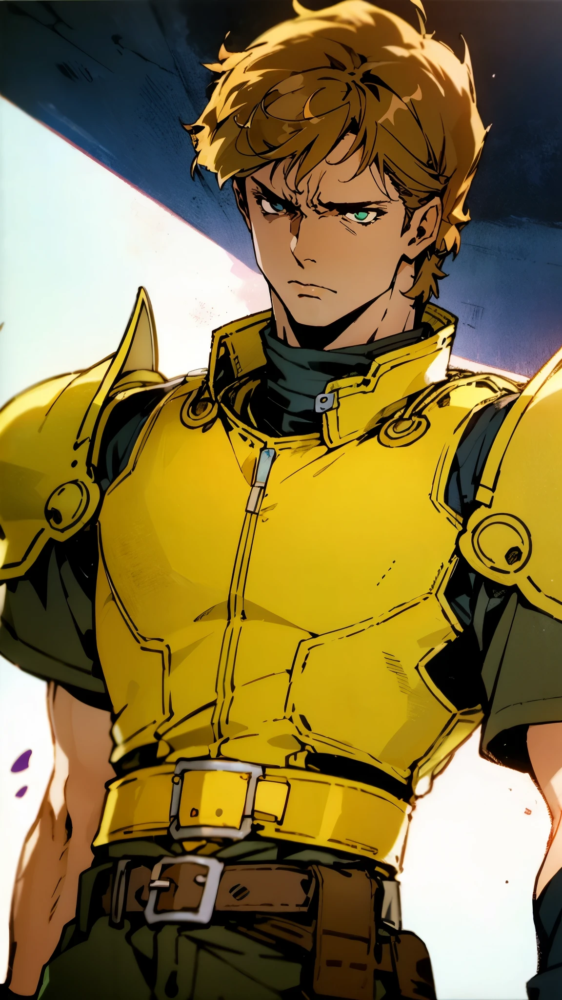 A man with short sandy brown hair, long side-parted bangs, a melancholic gaze, a troubled expression, pale skin, a fantasy-style gray trench coat with a large collar, under which lies leather chest armor, a black belt, worn-out yellowish shoulder pads and wrist guards, utility trousers, the backdrop of a mountain wilderness at night, this character embodies a finely crafted fantasy-style adventurer in anime style, exquisite and mature manga art style, high definition, best quality, highres, ultra-detailed, ultra-fine painting, extremely delicate, professional, perfect body proportions, golden ratio, anatomically correct, symmetrical face, extremely detailed eyes and face, high quality eyes, creativity, RAW photo, UHD, 32k, Natural light, cinematic lighting, masterpiece-anatomy-perfect, masterpiece:1.5