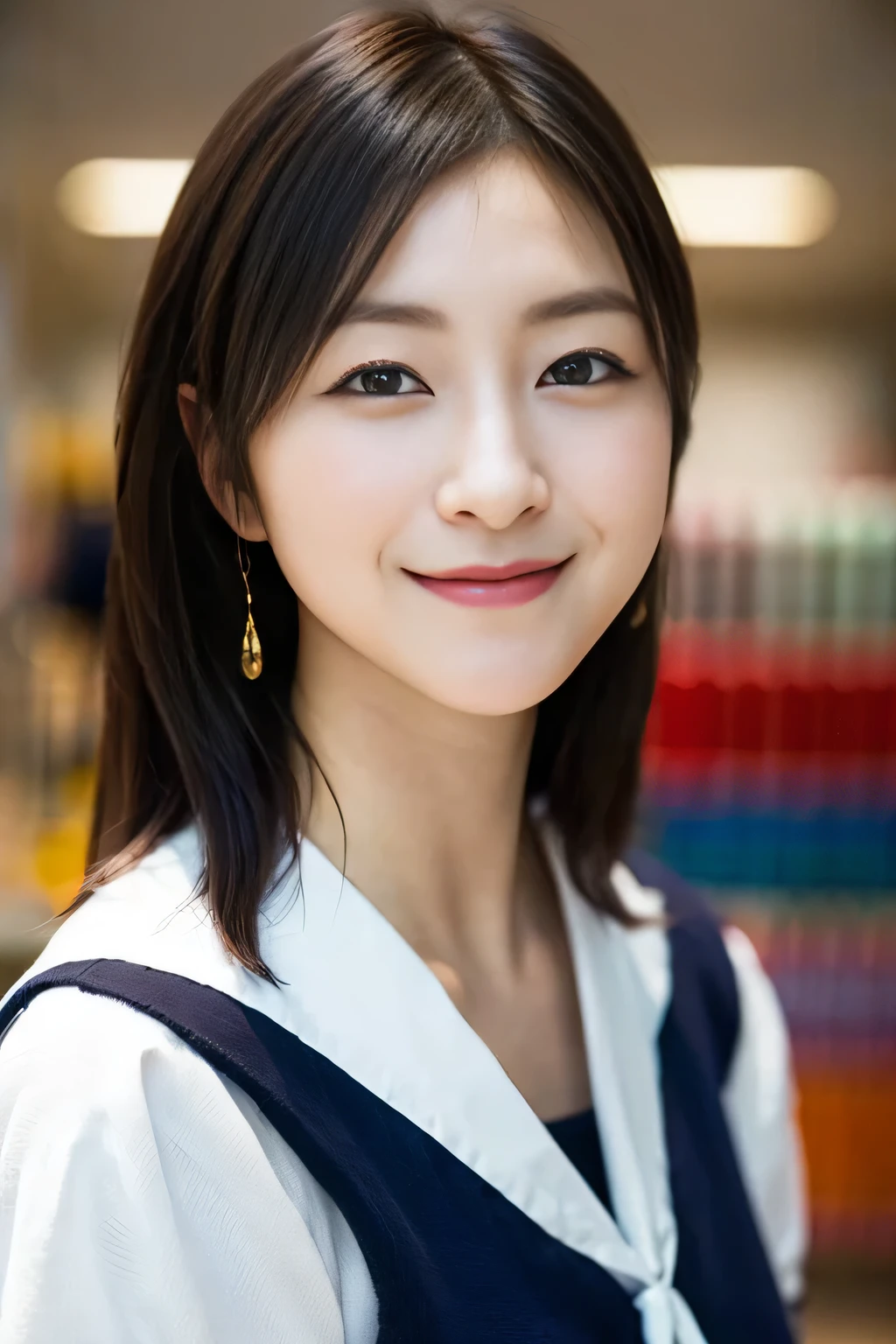 (8k、Raw photo、highest quality、masterpiece:1.2)、(Realistic、Photorealistic:1.37)、Ultra-detailed、超A high resolution、1 girl、Seeing the viewer、Beautifully detailed face、Laughter、narrow、(Narrow waist) :1.3)、beautiful detailed skin、Skin Texture、floating hair、Professional Lighting、Human whole body、Long Hair、Blonde、Japanese Height 、high school girl、Japanese Height 、high school girl、Sailor suit、bob hair、Children's room、Smile、15-year-old student、Cute Smile、E cup breasts、Portaire
