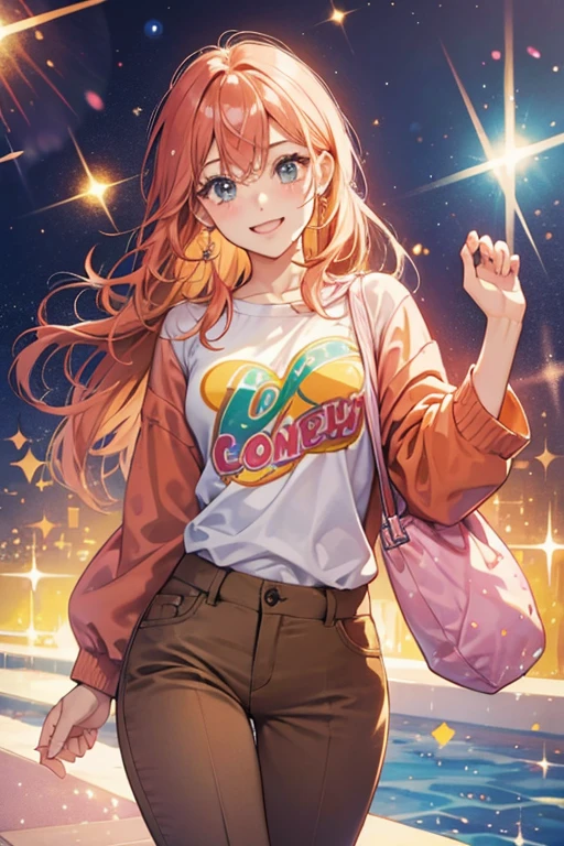 gumdrop salmon who wears brown pants SPARKLE; GLITTER