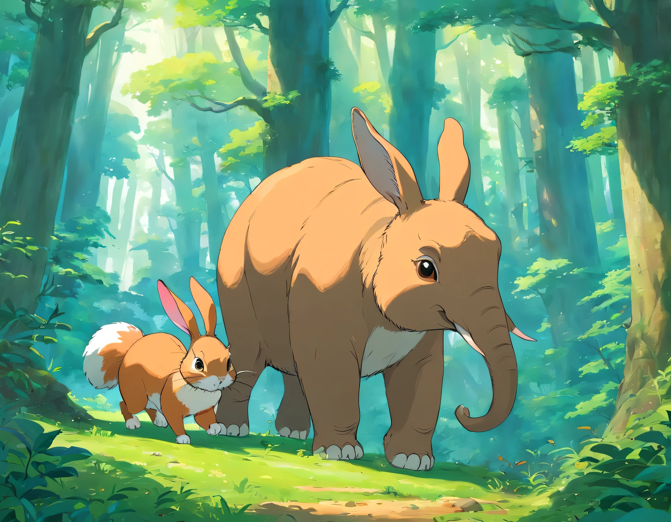 Un conejo,Un elefante,dos ardillas,En el bosque de Kirin,jugar