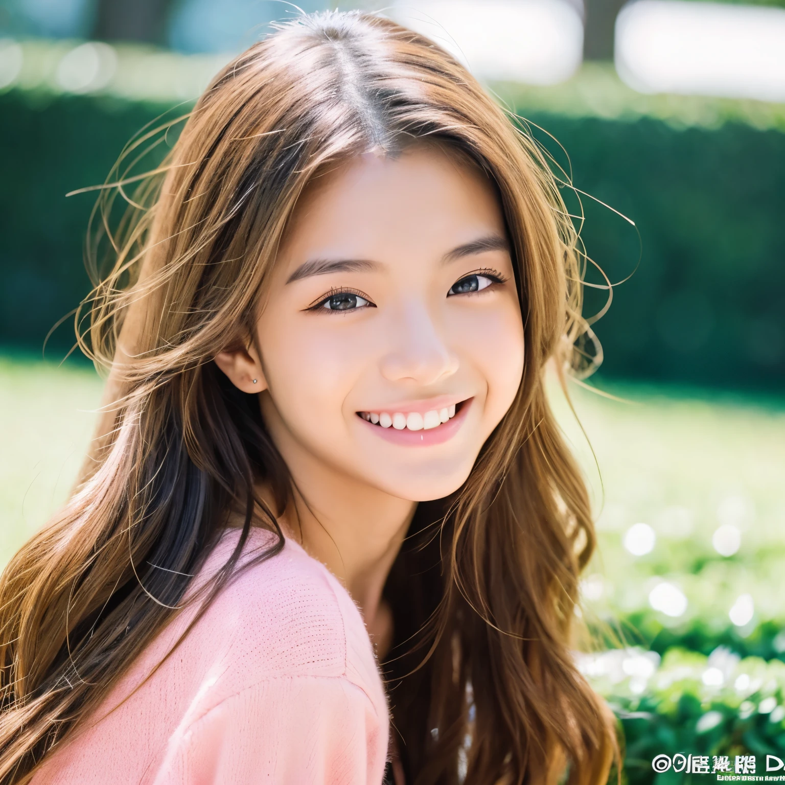 18-year-old、girl、emi-long hair、double eyelid、smile、