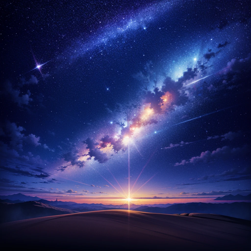 anime wallpapers with a view of the sky and stars, cosmic skies. by makoto shinkai, anime art wallpaper 8k, anime sky, amazing wallpaper,  makoto shinkai cyril rolando, anime background art, ultra detailed sky and galaxy stars, only backgroung, (no people in landscape)