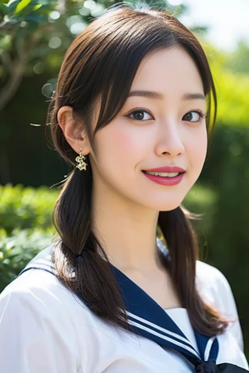 (8k、Raw photo、highest quality、masterpiece:1.2)、(Realistic、Photorealistic:1.37)、Ultra-detailed、超A high resolution、1 girl、Seeing the viewer、Beautifully detailed face、Laughter、narrow、(Narrow waist) :1.3)、beautiful detailed skin、Skin Texture、floating hair、Professional Lighting、Human whole body、Blonde、Japanese Height 、Sailor suit、Twin hairstyles、E Cup、Smile、、Red ribbon、Baby Face、InDinosaur Museum、Whole Body Ezbian,,