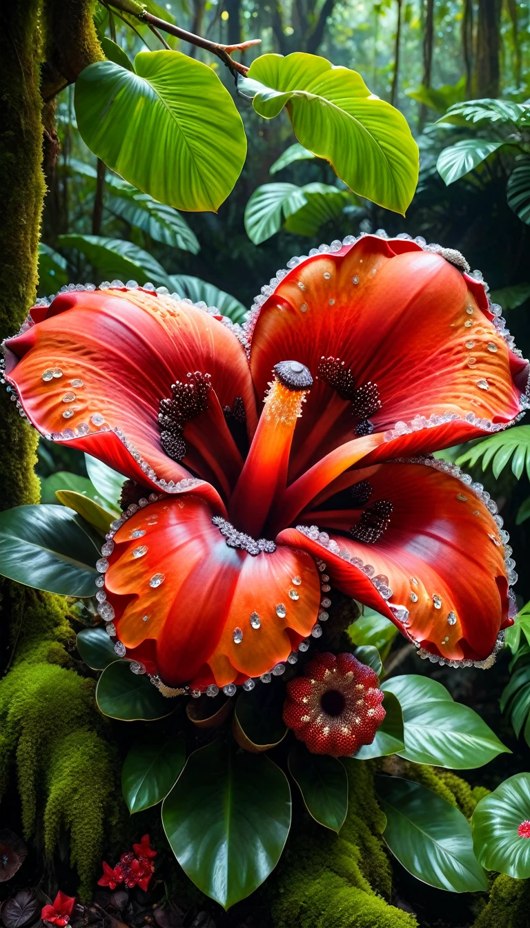a magical plant,Beautiful Rafflesia, crystal