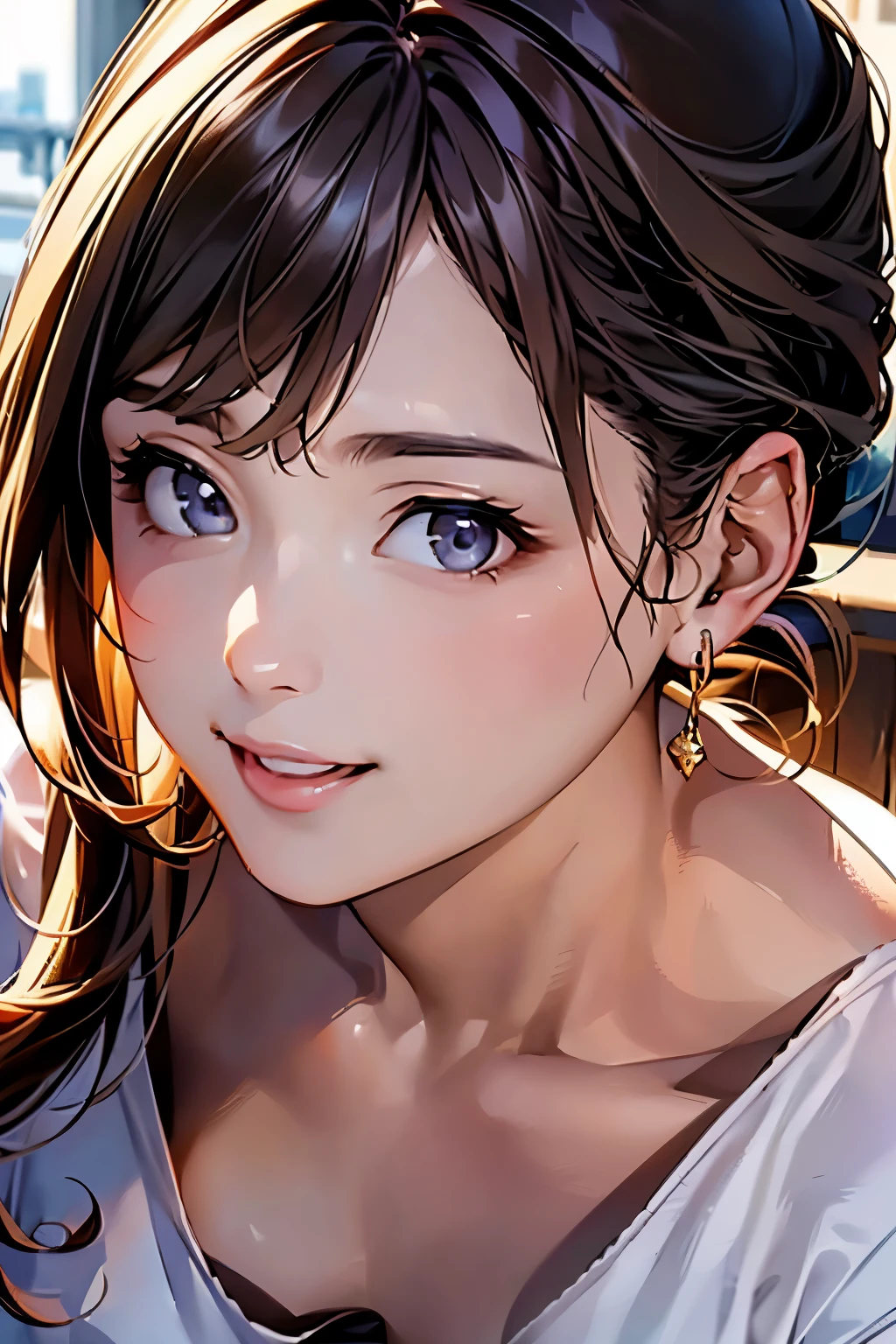 ((highest quality、8k、masterpiece、Realistic:1.4、Detailed、Beautiful and detailed))、Detailed肌、Beautiful clear eyes、Natural smile、Beautiful girl with a smile、Bright sunlight, Perfect Anatomy,