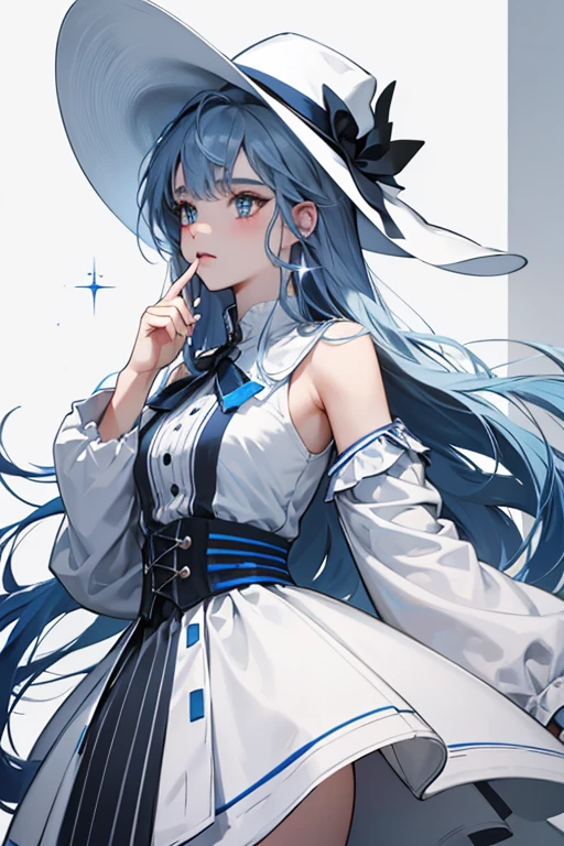 She is a blue-gray  with lighter blue-gray fins who wears a white dress with a dark red skirt along with a white hat with black stripes. She also has a red "USA" painted on the sides of her face. SPARKLE; GLITTER