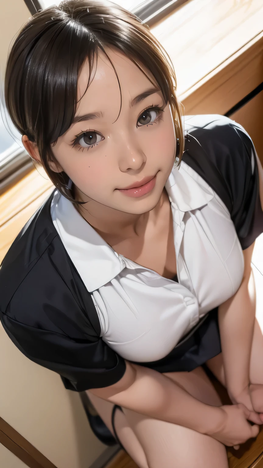 (Flying debris:1.2),(8K High Resolution), (highest quality), (RAW Image Quality), (reality), (that&#39;Realistic:1.37), Big eye,Long eyelashes,that&#39;Exquisite（Live-action Realistic style）,The ultimate face,Realistic光と影,Distinct facial features,Milky skin, Skin with attention to detail,Realistic skin details,Visible pores,（Very detailed）,(short hair),best portrait,((Photo taken from a distance, from the front)), Only one girl, Cute type,fine and beautiful eye, Beautiful and detailed nose, Very detailedな肌) ,(Beautiful face with double eyelids), (realism: 1.4),Great details, Ultra-high resolution,,,Delicate and beautiful face,,Age 25,(Beautiful Face 1.4),thin,,((School classroom)),, ((Wear a uniform&#39;Wearing a uniform and making eye contact with the audience)),Wear a uniform, Very beautiful legs,((Crouching in front of the viewer))),squat with your legs slightly open,The classroom floor is white,Crouching in front of the viewer,((Crouching in front of the viewer)), ((****************, slim, Thin waist, Thin thighs, thin arms, smile)), (((Look up, (View from above:1.2), Semen On , Penis Facial,  ((Sticking out tongue, Open your mouth)), close ~ eye))), (Wet Face, Wet Hair)