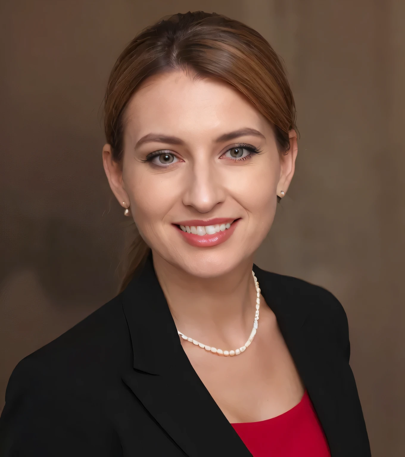 businesswoman wearing a black skirt suit and high heels