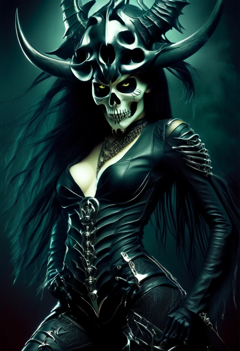 Sexy seductive death, skull head, seductive pose