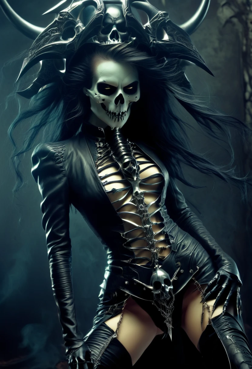 y seductive death, skull head, seductive pose