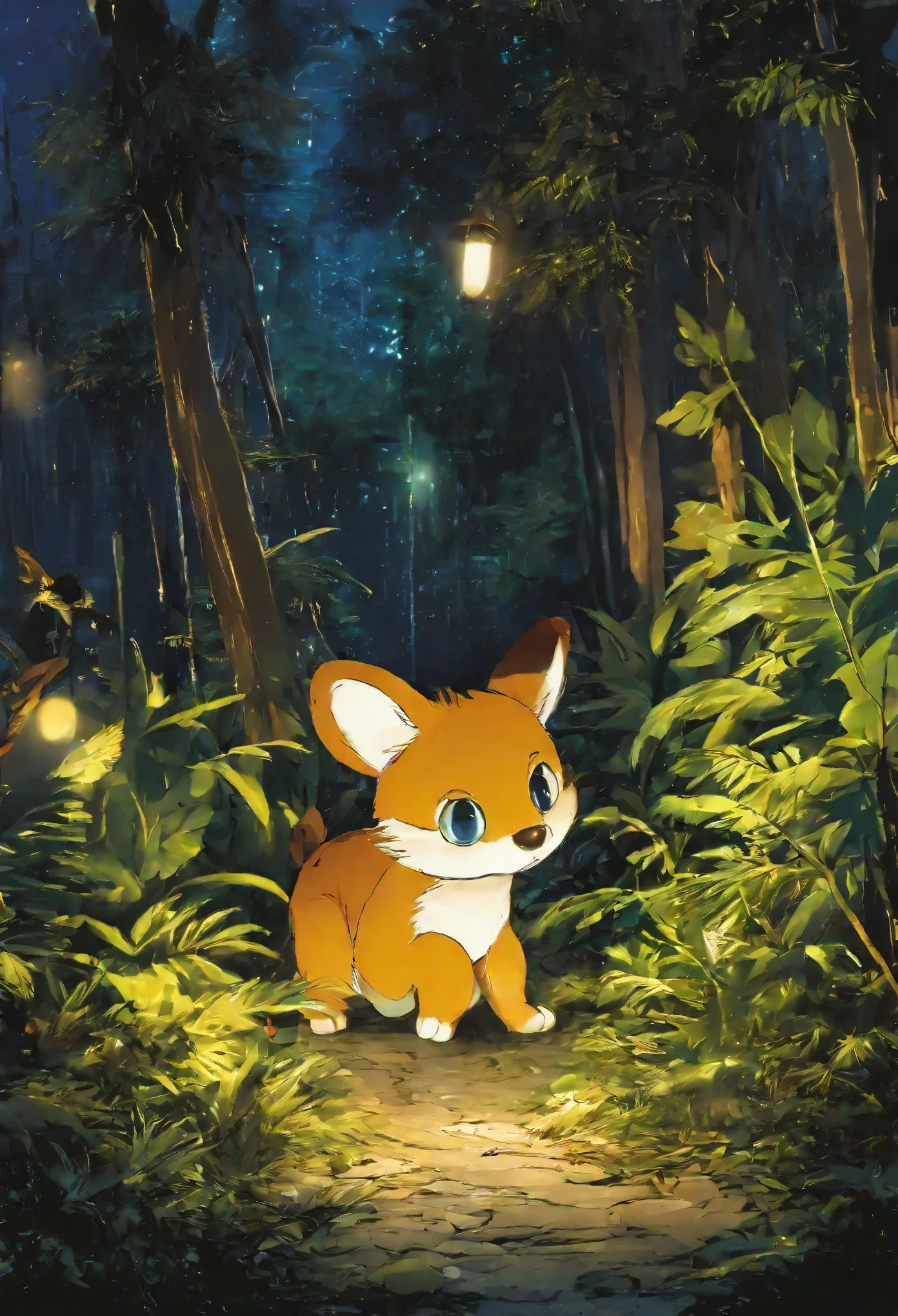 masterpiece, Walking through the firefly-filled jungle at night(1boy, kemono, furry)(Attention to detail:1 1), high quality, Browsing Caution, Beautiful Eyes(detailed face and eyes)Sharp focus, Contrast lighting, Crazy Details, Soft lighting, high quality, Film Grain,