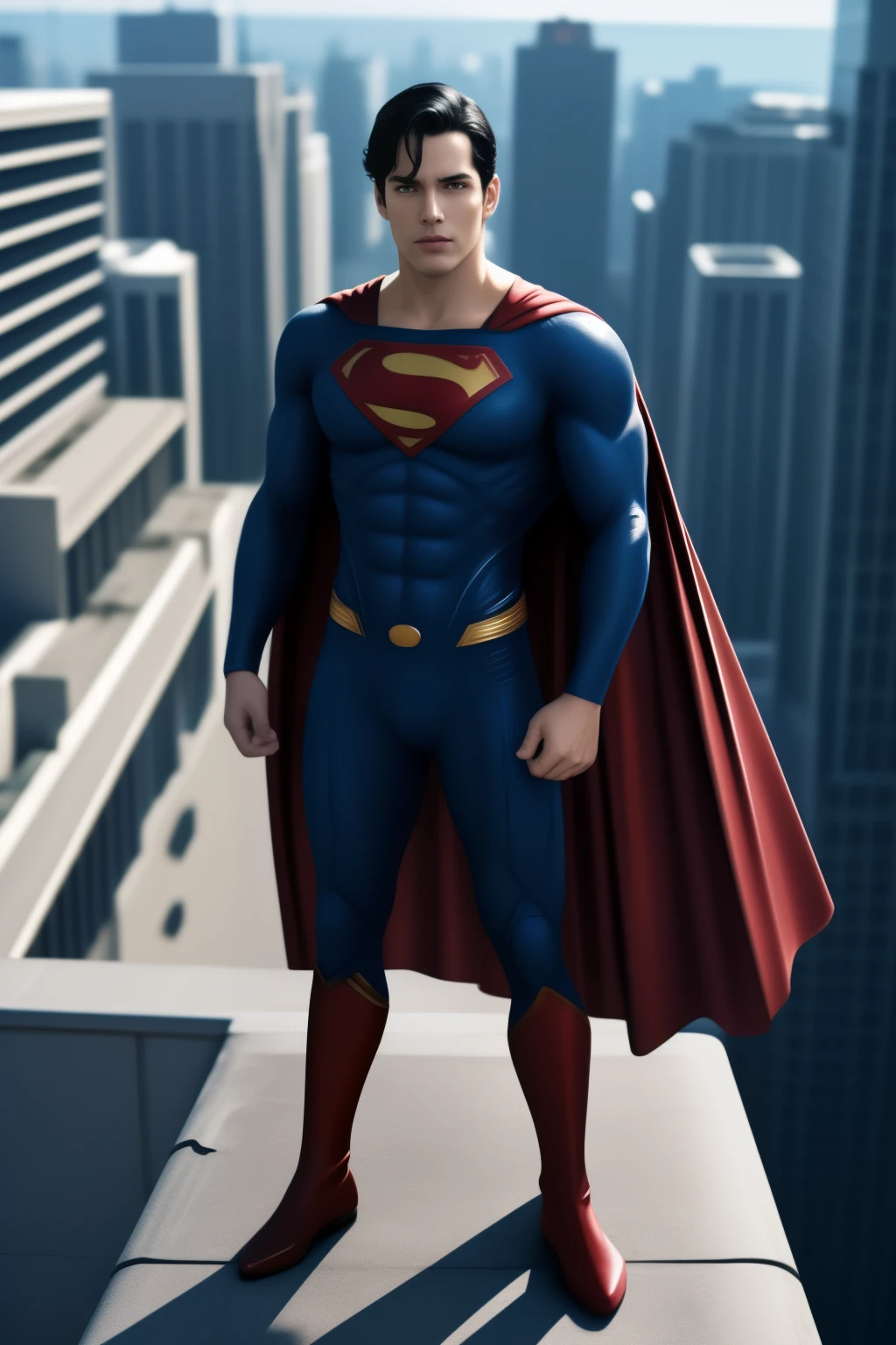 superman Standing on the Rooftop, full body shot