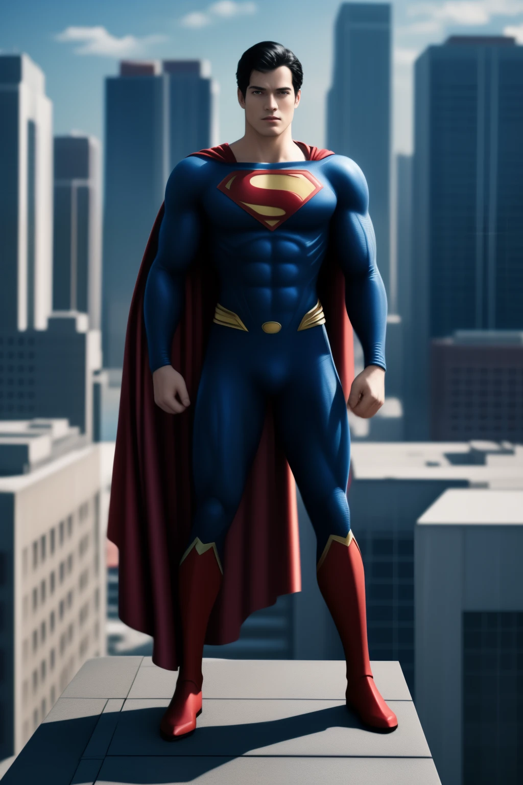 superman Standing on the Rooftop, full body shot