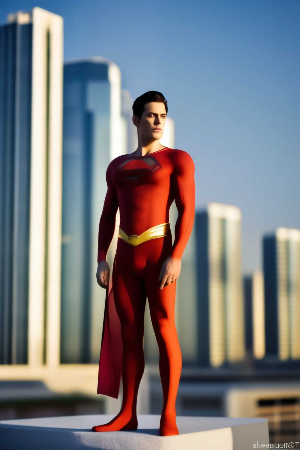 superman Standing on the Rooftop, full body shot