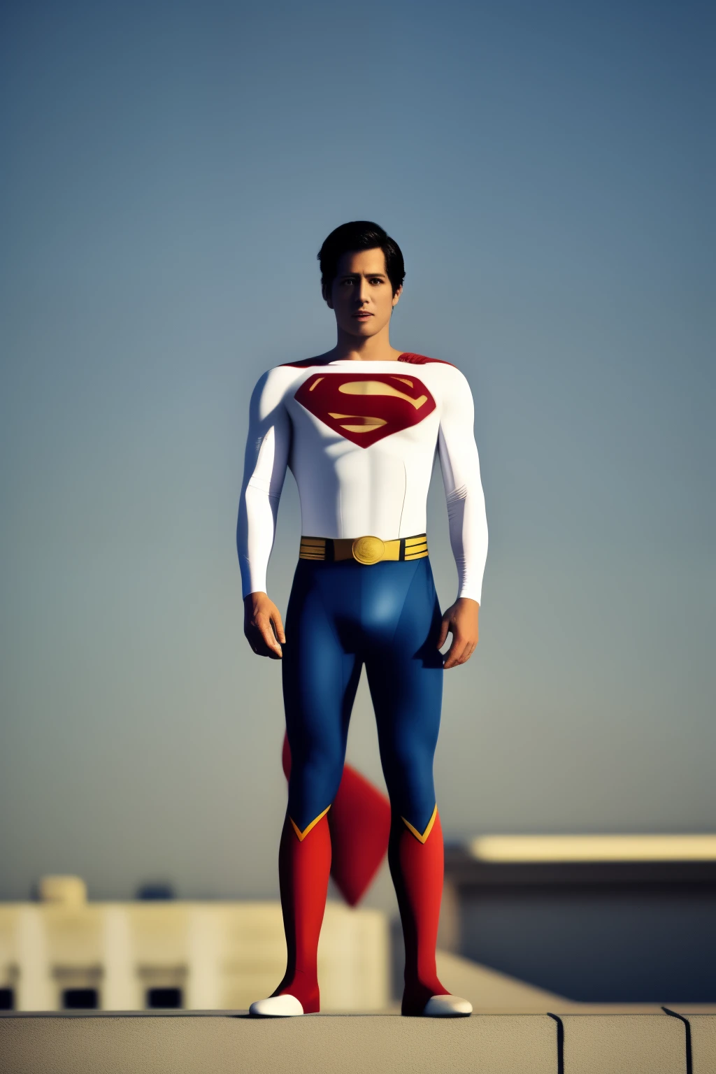 superman Standing on the Rooftop, full body shot