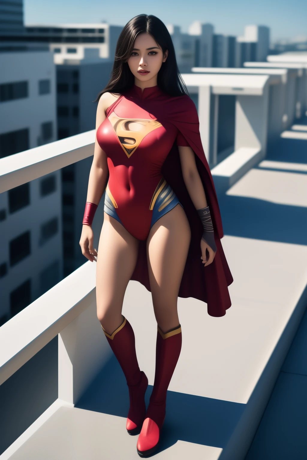 superwoman Standing on the Rooftop, full body shot