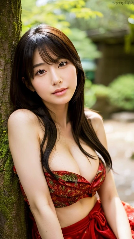 Japanese Idols,naked,whole body,Long Hair,Mature look,Sexy face,Enchanted face,Red cheeks,Great style,There is a kubire,Her clothes are rolled up above her chest