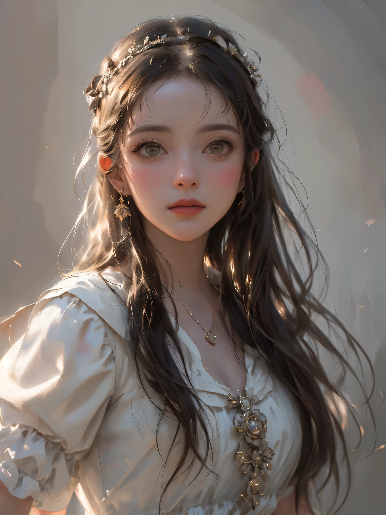 pintura de uma mulher com um vestido renascentista com uma corrente de ouro, pintura digital renascentista, realista retrato renascentista, retrato renascentista, linda pintura de personagem, pintura de retrato de uma princesa, retrato de princesa, Retrato medieval, retrato muito bonito, retrato de princesa, renaissance oil portrait, retrato de arte de fantasia, arte de retrato de fantasia, retrato detalhado de beleza, belo retrato detalhado, fantasy genre portrait, (melhor qualidade, 4K, 8k, A high resolution, obra de arte:1.2), ultra-detalhado, retrato realista, Detailed expression, Postura graciosa, atmosfera sonhadora, pinceladas expressivas, mystical atmosphere, artistic interpretation, Cabelo enrolado bonito,Joias florais delicadas, Amazing little fresh style outfit, a whimsical illustration, Cores e tons sutis, Mystical Aura, Os detalhes foram atualizados, obra de arte, melhor qualidade, (()), ((18 anos)), ((Female )), Cara limpa, lindas garotas adolescentes, anatomia perfeita, molhado, realista face, realista, dynamic side lighting, perfect lighting, dynamic pose, dynamic angle, (1 garota), foco apenas, ((lolita)), Fotorreal, hug, olhando para o espectador, (NSFW:1.2)