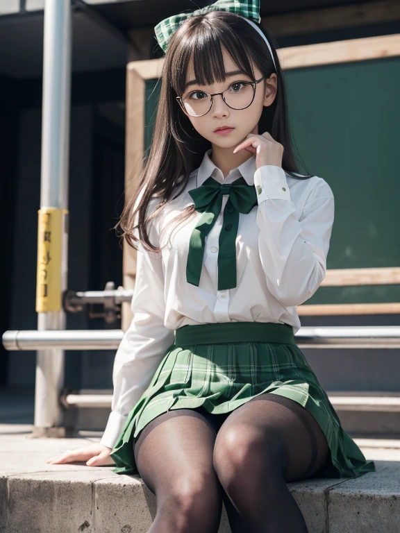 (I can see your underwear)、((細いeye))、((細いeye))、((細いeye))、(8k、生photographgraphy、highest quality、masterpiece:1.2),、small、(Flat Chest)、(Flat Chest)、(Flat Chest)、(Flat Chest)、(Flat Chest)、(thin)、Fair skin、Whitening、Dark look、skinny,Fair skin肌,Saucy,Schoolの,Looking at the audience,Look straight ahead,High-pitched clothes,erotic,student,White skin,knees,(((Black Pantyhose)),((Black Pantyhose))),Confused,(small face),(small face),The forehead is visible,Bangs that hang down on either side of the forehead,(Cold look,eyeがきつめ,Glare,strong,anger)、masterpiece,highest quality、Ultra-high resolution,生photograph,beautiful,beautiful,The only person, alone,Glasses,,Dark look,small breasts same,full body,(まるGlasses),JK Uniform,high school girl,Japanese women, (Realistic:1.37)、School、Photon Mapping,reality、beautiful woman,Cute baby face,ブラウンeye、Black socks、(Red bow tie)、Radio City、Physically Based Rendering、Depth of field rally background、photograph,body,beautiful feet, Long legs, Thin legs,(I can see the bangs), Pubic hair growth, lips, green_eye, Soft nose,(light green dress shirt), (navy, green and white plaid pleated skirt), kneesが見える,transparent clothing,, peach, black cotton socks,Nogizaka Idol, , Japanese Idols