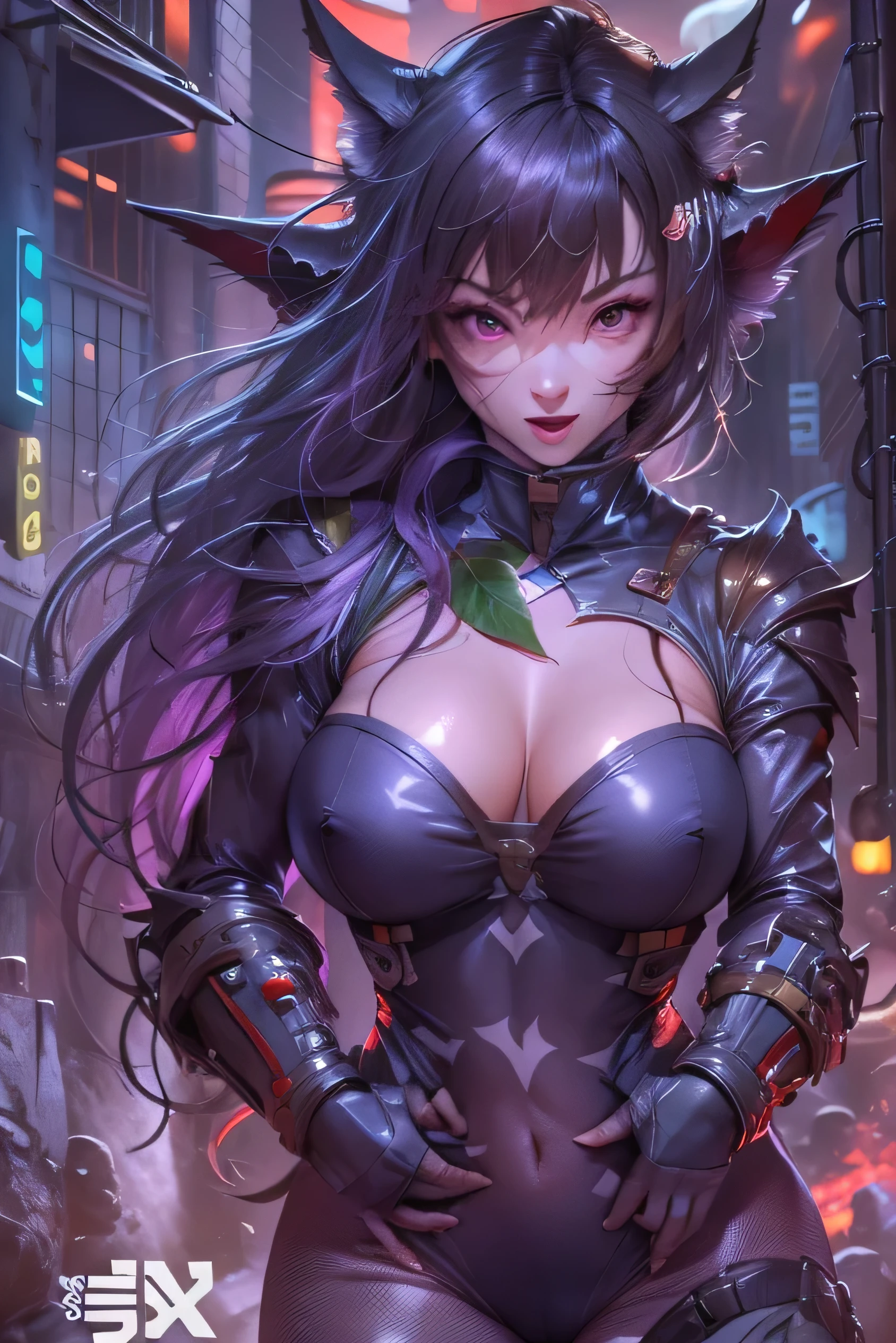 (Photorealistic:1.8, highest quality:1.8,8K masterpiece:1.8,High resolution,Mastepiece:1.8,RAW Photos,Cinematic lighting),No split screen、cyber punk、Back alley of the city、
(1 android girl:1.3)、Completely naked、choker、Shark themed helmet、Haile Gratex Suit、Knee-high boots、Pop design decoration、Double-handed sword、Her image color is purple、
Beautiful ass、Beautiful thighs、Nipples visible through clothing、Plump nipples、cameltoe、correct2Benzu、Body painting with a pop design drawn all over the body、Glowing red eyes、Fine Lines