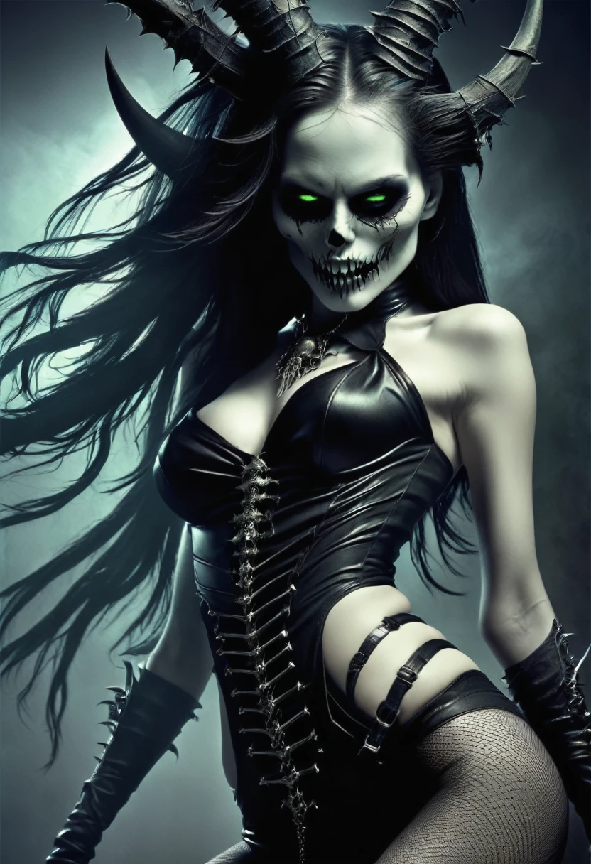Sexy seductive death, undead head, seductive pose