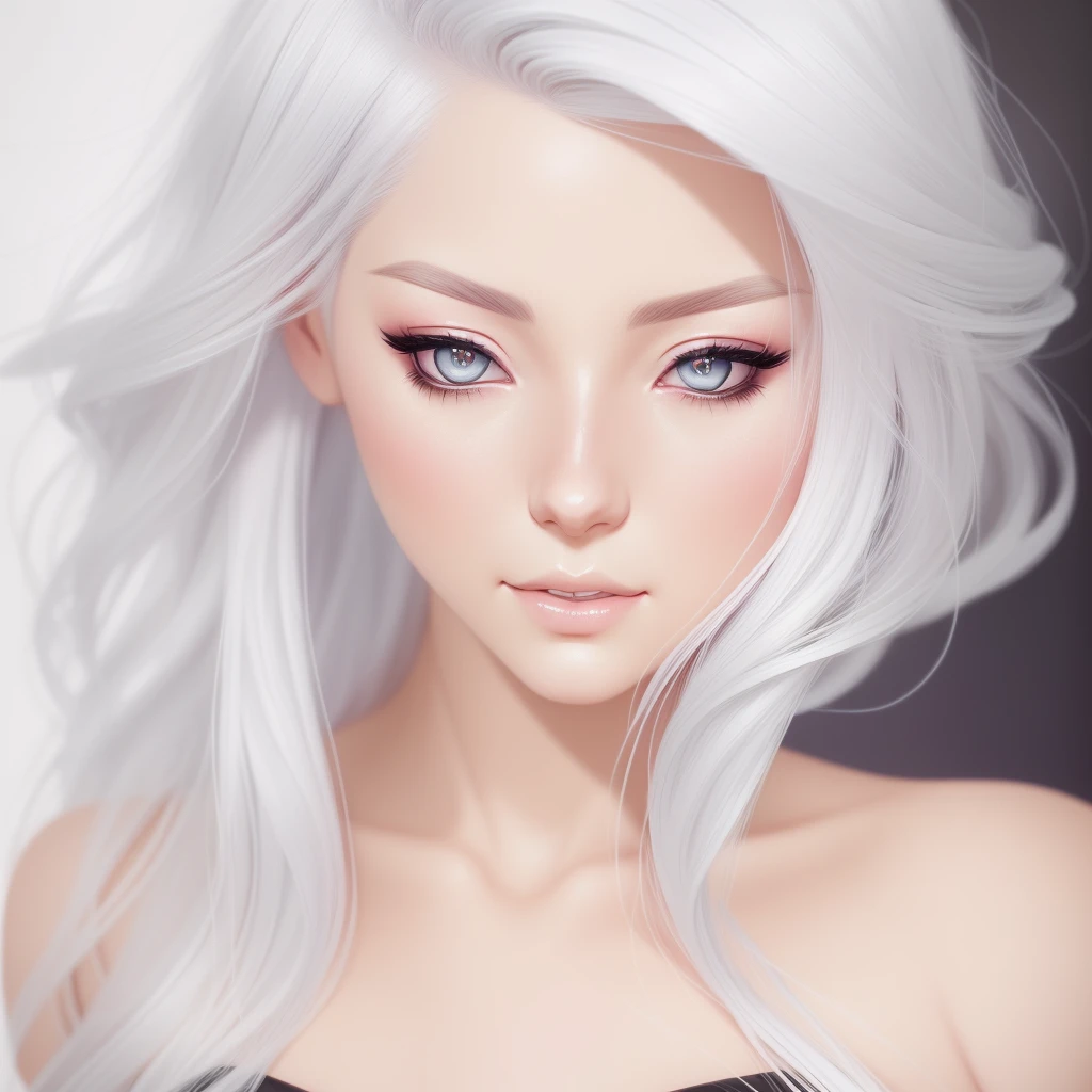 a close up of a cartoon of a woman with white hair, neoartcore and charlie bowater, :: rossdraws, rossdraws 1. 0, rossdraws portrait, charlie bowater art style, drawn in the style of artgerm, artgerm and rossdraws, digital anime illustration, detailed digital anime art, extremely detailed artgerm