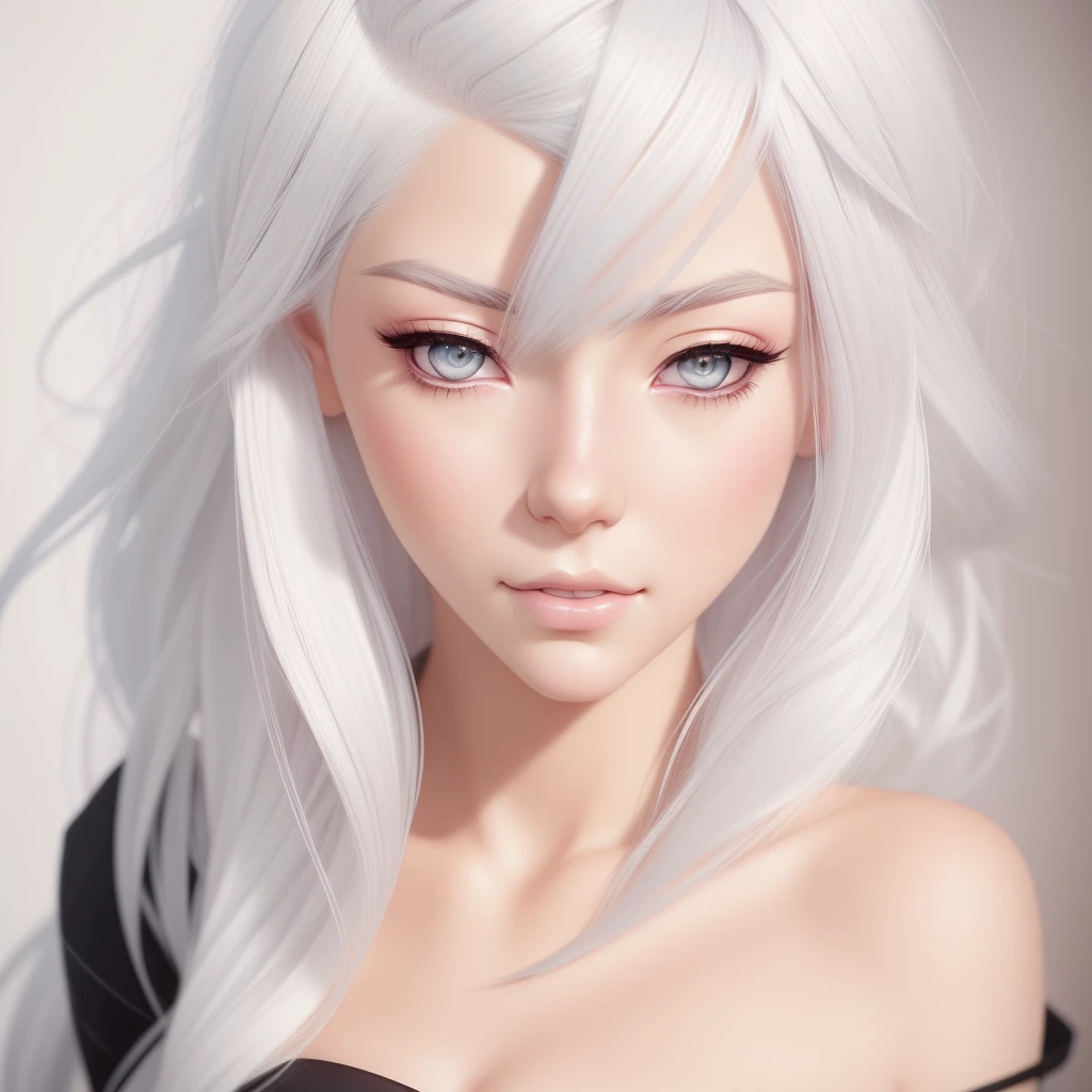 a close up of a cartoon of a woman with white hair, neoartcore and charlie bowater, :: rossdraws, rossdraws 1. 0, rossdraws portrait, charlie bowater art style, drawn in the style of artgerm, artgerm and rossdraws, digital anime illustration, detailed digital anime art, extremely detailed artgerm