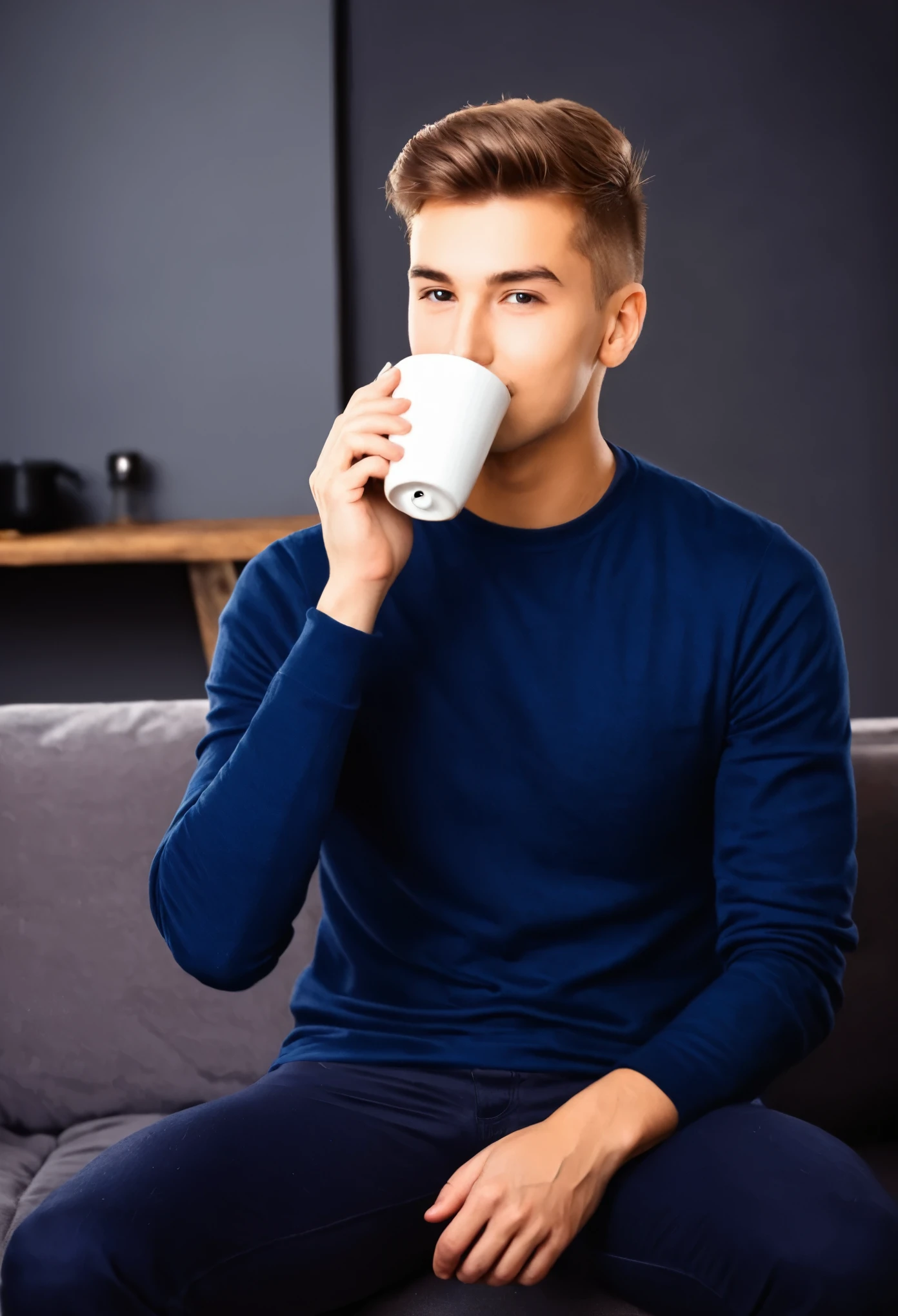 handsome young men drinking a coffe