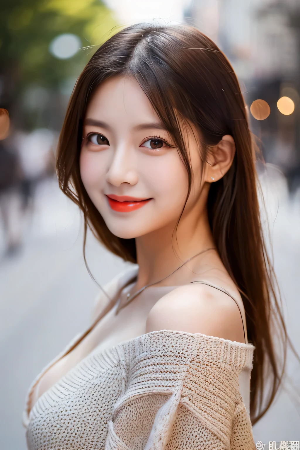 Urban beautiful girl college student, masterpiece, light makeup, Red lips, Silver Hair, Disheveled long hair, Street background, beautiful, elegant. Ultra-fine detail, Master Works, Authentic texture, Realism in film lighting, Perfect job, 16k, hd, outstanding features,blue eyes、Japanese Idols、Beautiful face、Cute Smile、brown hair、beautiful hair、ponytail、glamorous、 Big Breasts、Erect nipples、Greasy muscle、Glowing Skin、Sunburned skin、Shining black skin、Sexy knitted sweaters, bright and big eyes, Smooth skin, Earrings, necklace,