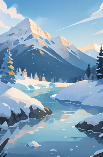 Magical landscape full of snow and ice mountains