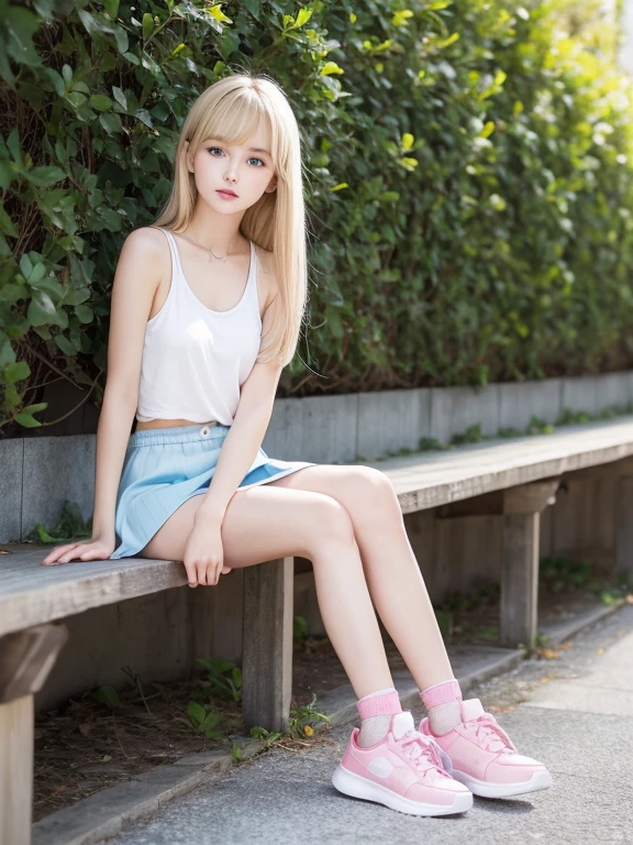 Nordic beauty、Beautiful blonde hair、FULL BODYSHOT、Beautuful Women、 women、Dainty and classy cute girl、((Cute girl in random color clothes:1・3))、Full Body Angle、expressioness、smil、Random hairstyles、