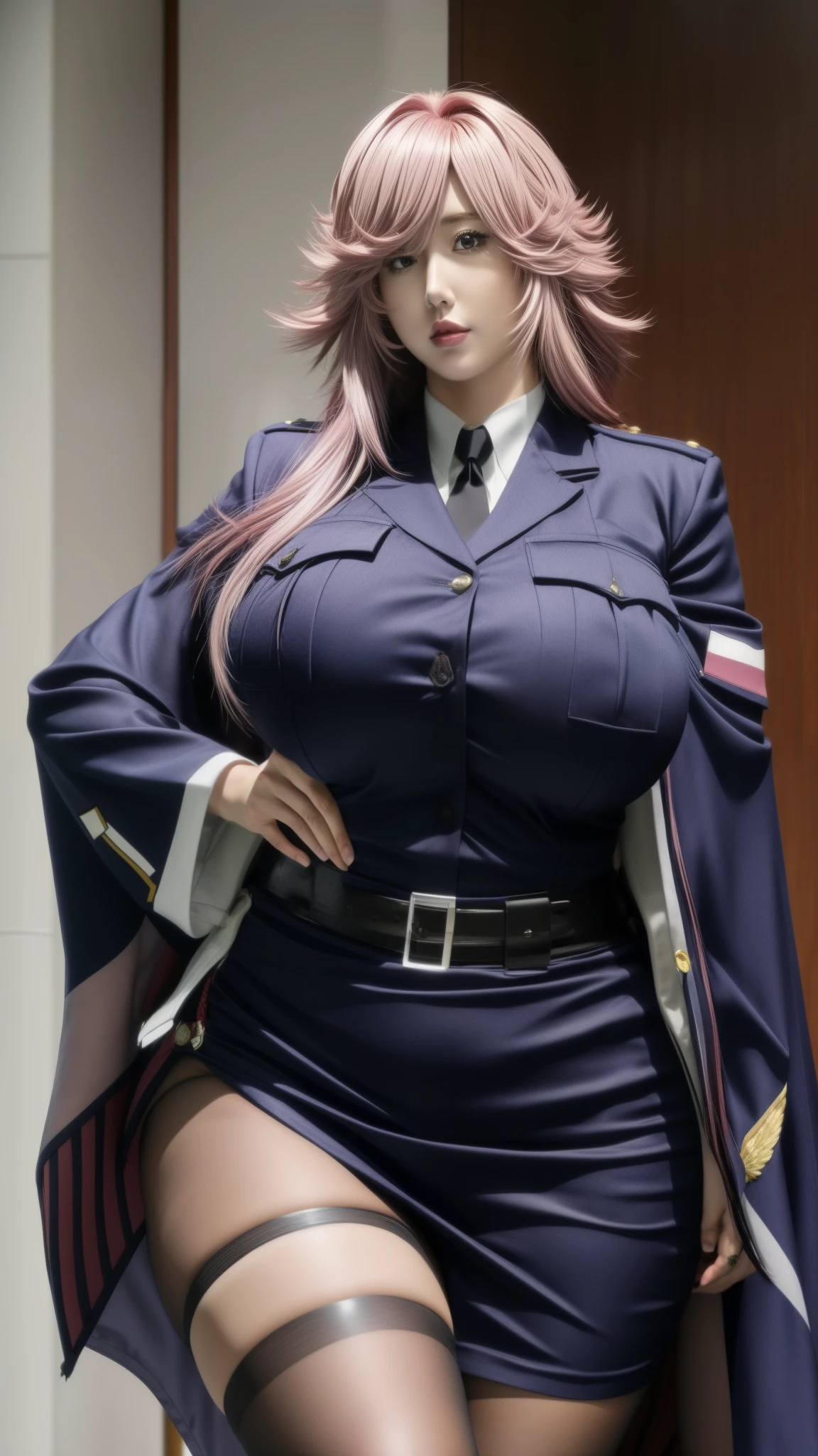 Yayoi_Kusakabe, High-Rise Invasion, 1girl, solo, big breast, thicc thighs, curvy body, highly detailed, extremely detailed