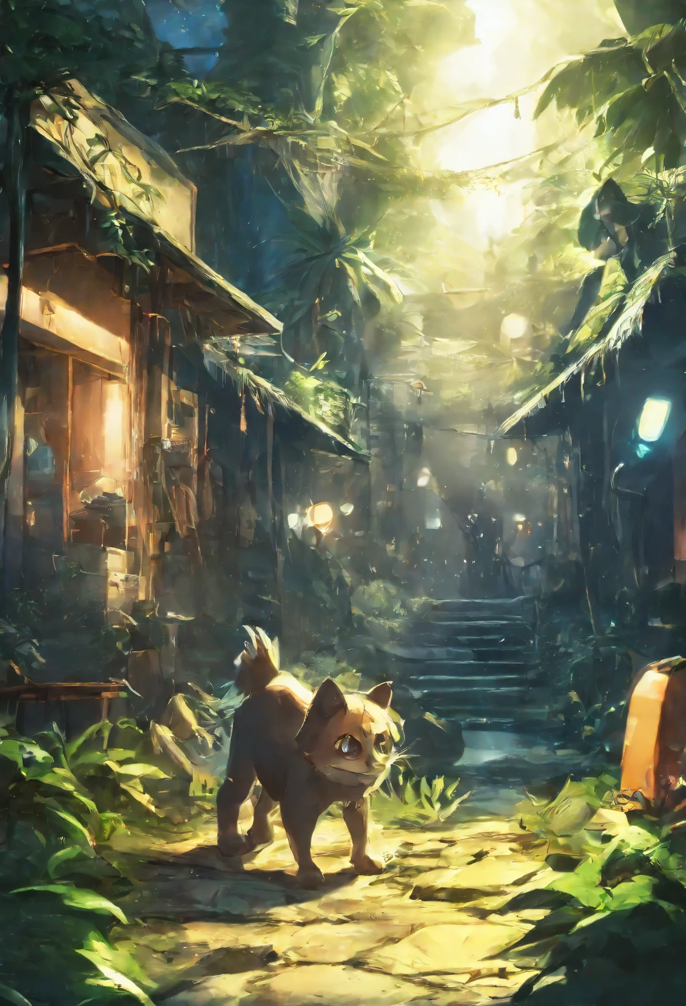 cover page, highres, top quality, best quality, paid reward available, unparalleled masterpiece, perfect artwork, absurdres, High-quality illustrations, super high resolution, detailed background, perfect anatomy (Walking through the firefly-filled jungle at night)(1boy, kemono, furry)(Attention to detail:1 1)high quality, Browsing Caution, Beautiful Eyes(detailed face and eyes)Sharp focus, Contrast lighting, Crazy Details, Soft lighting, high quality, Film Grain((dramatic))epic, One scene of movie,