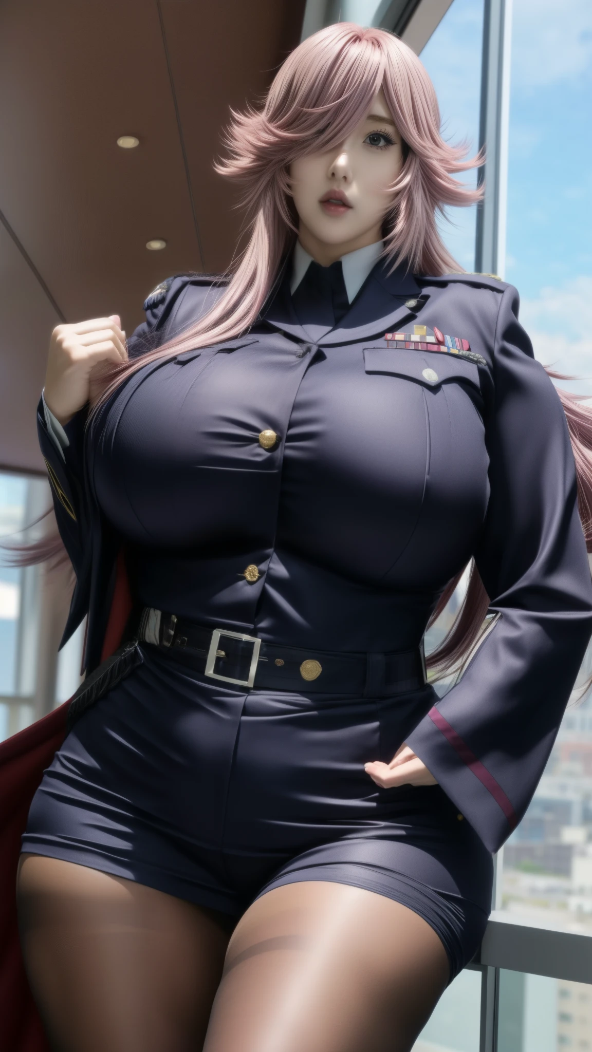 Yayoi_Kusakabe, High-Rise Invasion, 1girl, solo, big breast, thicc thighs, curvy body, highly detailed, extremely detailed