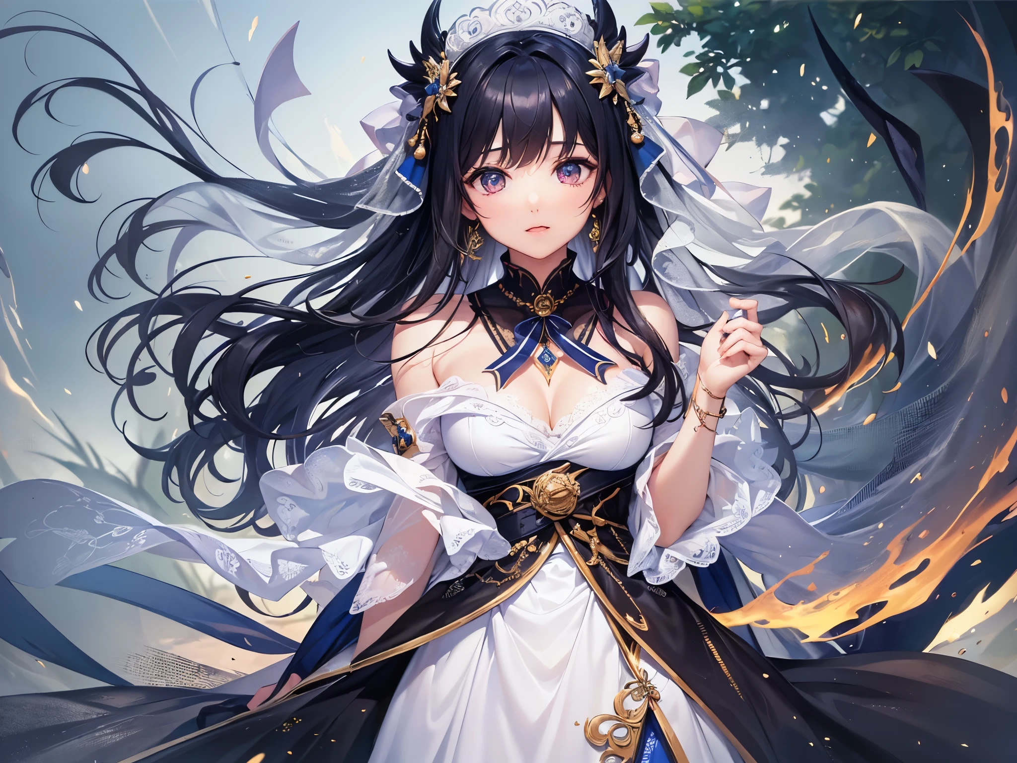 In the midst of this ancient and mysterious mountain forest,A black-haired female emperor wearing a long-haired ancient costume Taoist priest on her back appears in the center of the picture。
She is a beautiful young woman,Black hair hanging down from the shoulders,Gently blow in the strong wind。She wore a gorgeous black dress,Carrying a quaint sword on his back,The figure is beautiful, but he looks a little arrogant。Her face is angular,The eyes are deep and calm。
The tone of the entire picture is mainly dark black,Bring out the mystery and power of the female emperor。The background is full of ancient pine trees,It appears solemn and silent。
This female emperor through her expressions and body language,It shows a kind of pride and loneliness。She walked through the forest with a long sword on her back,It seems mysterious and inviolable。Her face was expressionless,As if pondering some profound question,Or meditating on their destiny and future。
The whole picture conveys an atmosphere of power and mystery,It shows the strength and confidence of the female emperor,It also makes people feel the loneliness and unmatched pride in her。Her image is a kind of victor in climbing high mountains,He is a speaker who can be admired and admired by the audience,He is also a revolutionary who constantly pursues innovation on the road to power。