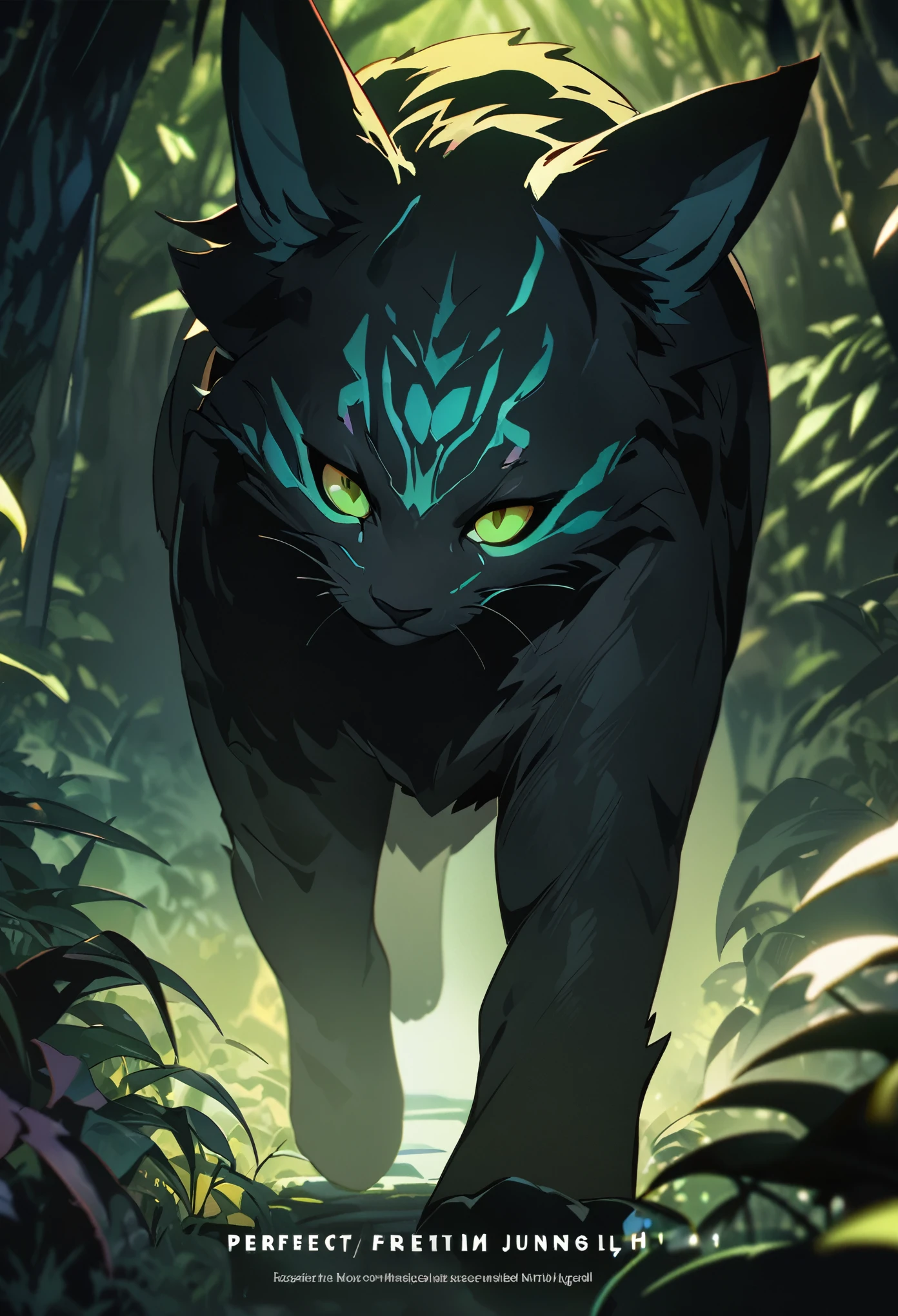 cover page, highres, top quality, best quality, paid reward available, unparalleled masterpiece, perfect artwork, absurdres, High-quality illustrations, super high resolution, detailed background, perfect anatomy (Walking through the firefly-filled jungle at night)(1boy, kemono, furry)(Attention to detail:1 1)high quality, Browsing Caution, Beautiful Eyes(detailed face and eyes)Sharp focus, Contrast lighting, Crazy Details, Soft lighting, high quality, Film Grain((dramatic))epic, One scene of movie,