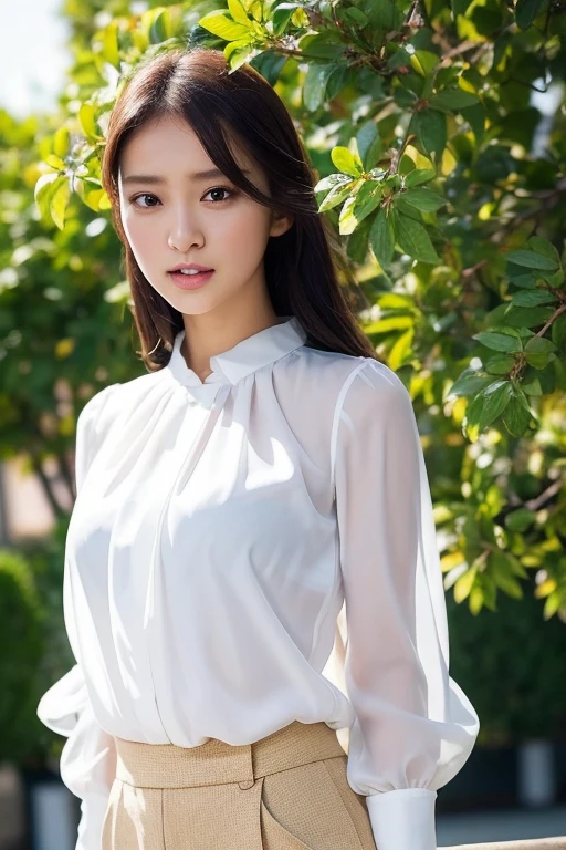 One girl,blouse,highest quality,masterpiece,figure,Very delicate and beautiful,CG,Unity,8k wallpaper,wonderful,In detail,masterpiece,Official Art,Very detailed CG Unity 8k wallpaper,Incredibly absurd,Large file size,Very detailedな,High resolution,Very detailed,Beautiful detailed girl,Realistic,from the front,Outdoor,