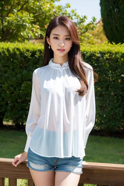 One girl,blouse,highest quality,masterpiece,figure,Very delicate and beautiful,CG,Unity,8k wallpaper,wonderful,In detail,masterpiece,Official Art,Very detailed CG Unity 8k wallpaper,Incredibly absurd,Large file size,Very detailedな,High resolution,Very detailed,Beautiful detailed girl,Realistic,from the front,Outdoor,slim body,