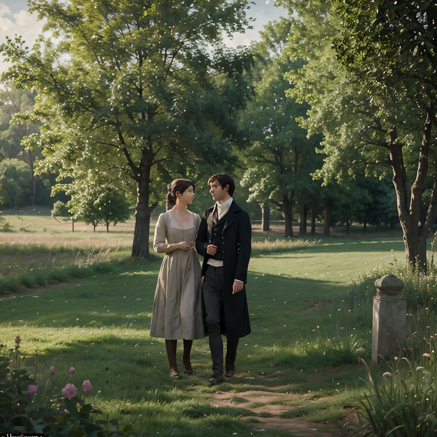 Impressionism painting inspired by the scenery and nature of the movie "pride and prejudice" with no people in the image