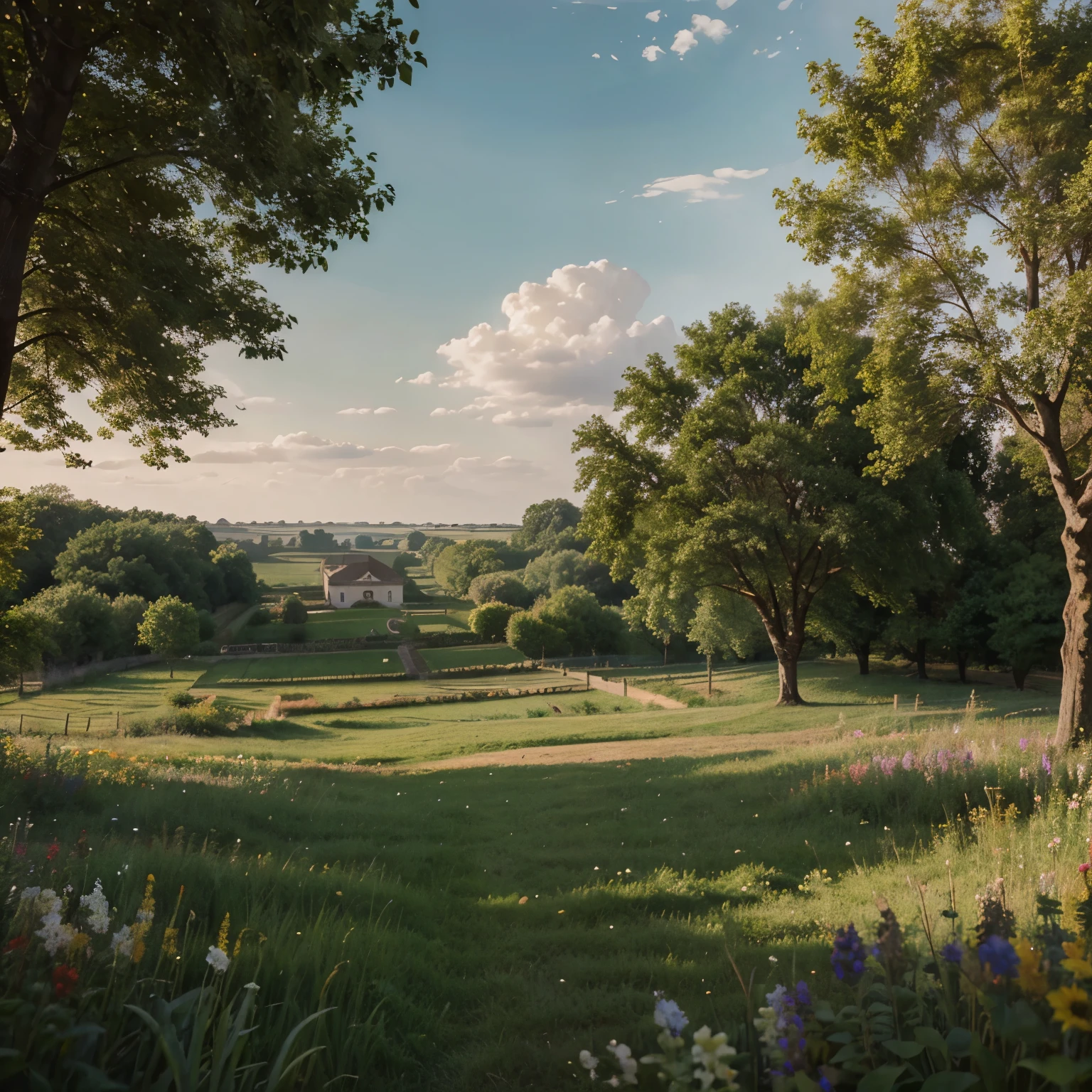 Impressionism painting inspired by the scenery and nature of the movie "pride and prejudice" with no people in the image