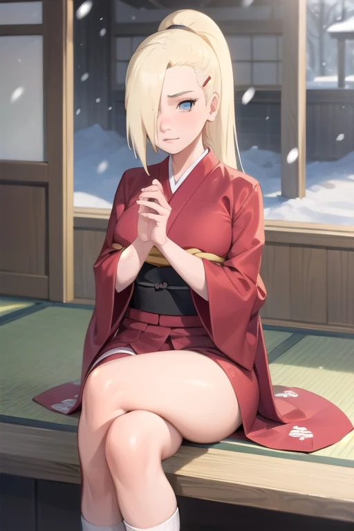 yamanaka ino, kimono, it&#39;s snowing, Sitting,