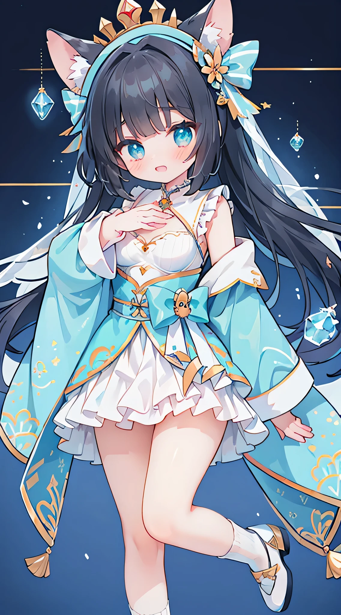 idol, yuri, bishoujo, masterpiece,best quality,official art,extremely detailed CG unity 8k wallpaper, black hair, medium hair, light blue hair, side braid, blunt bangs, snowflake hair accessories，Ice blue color，nose blush , shy, embarrassed , aqua eyes, beautiful detailed eyes, aqua eyes, Light blue shirt sweater,Super short tracksuit，nose blush , shy, embarrassed , aqua eyes, beautiful detailed eyes, aqua eyes, loose socks, white kneehighs, mary_janes, uwabaki, There is an ice blue bow on the chest,White skin，Stretch your feet in white schoolgirl princess socks toward the audience，The socks are of high quality and have high transparency，Pink jade feet，Loving eyes，Puberty，First Love，Scantily clad，Super big breasts，full-body shot,Woman in love，estrus，Seduce the audience，enchanting posture，Sexy，Looks helpless and powerless，Under somebody's thumb，surprised，Unbelievable，Resist desperately，dirty expression，patient expression，The sound of Yingdang，beautiful，Cannot pass the review