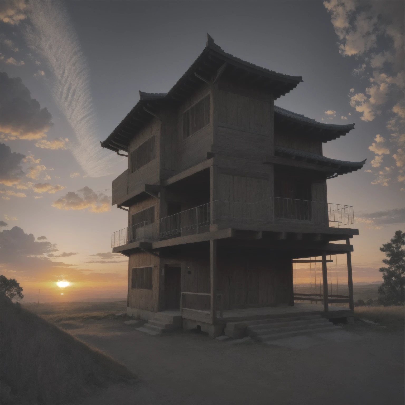 highres, imagination, (realistic), clear skies, composition, sunset, (hdr:1.5), outdoors, intricate details,