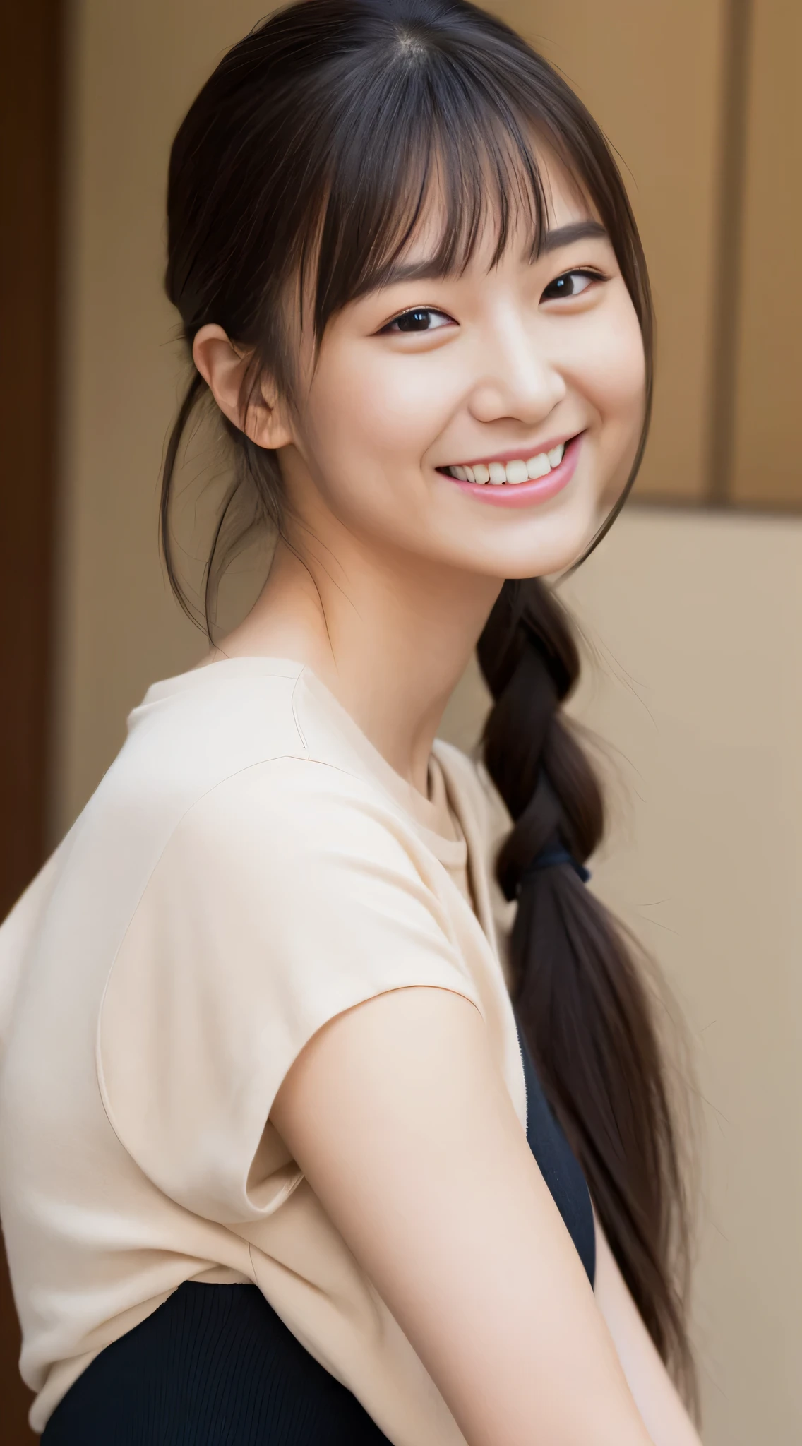 ponytail,Age 25、Ultra-high resolution、smile、Japanese