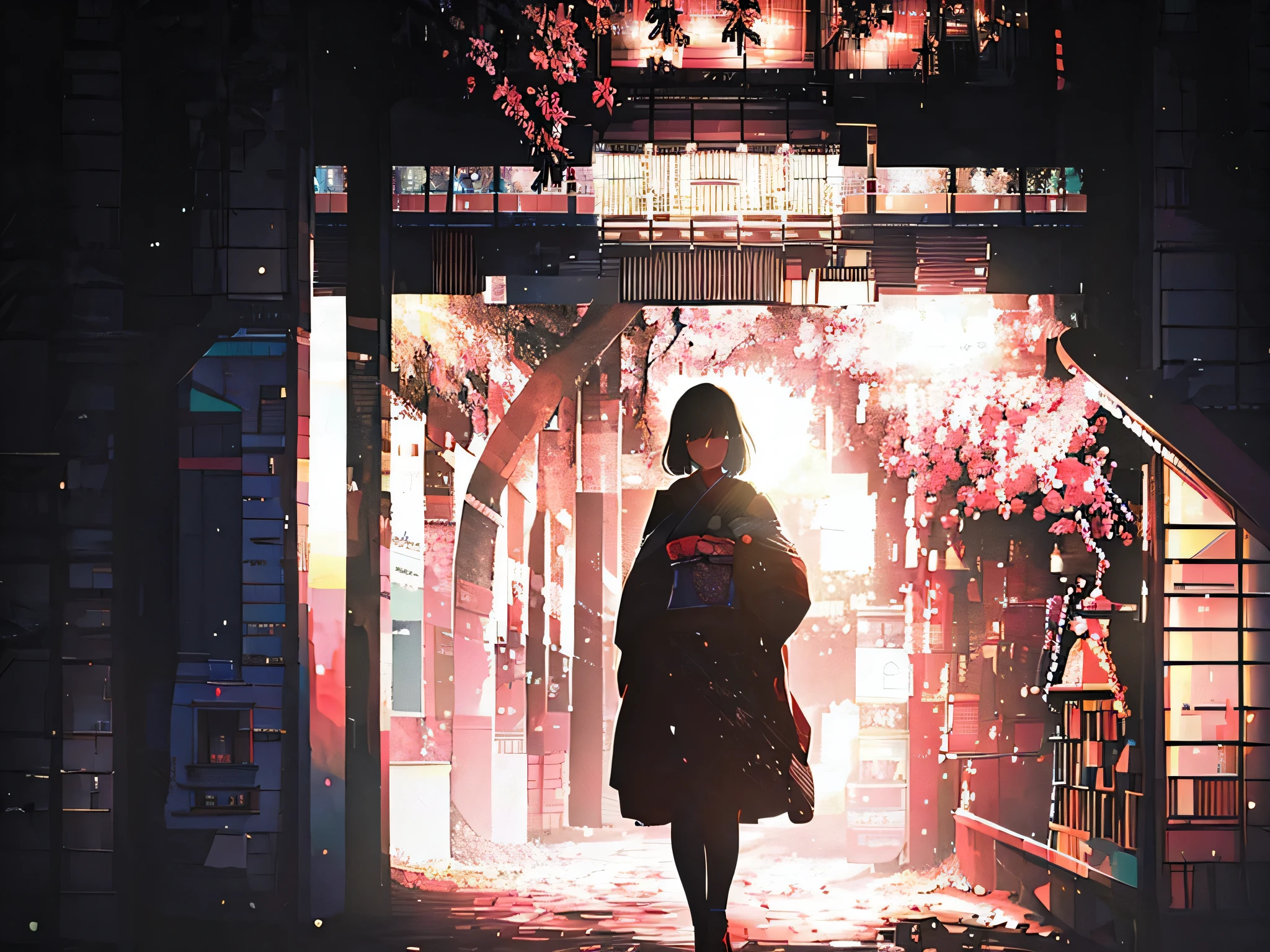 retro pictures, 1960s , Agfa, Kodak, One girl, Portraiture, Looking_in_Audience, smile, Japan, Tokyo, Cherry Blossom, Octane Rendering, one person in, rtrophto1