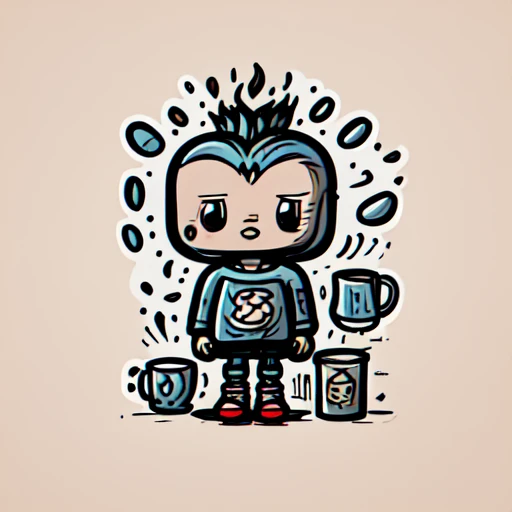 Traditional Tattoo Flash、Old School Tattoo Design、(Coffee cup
)、Flat illustration、Vector art,anime taste、Logo