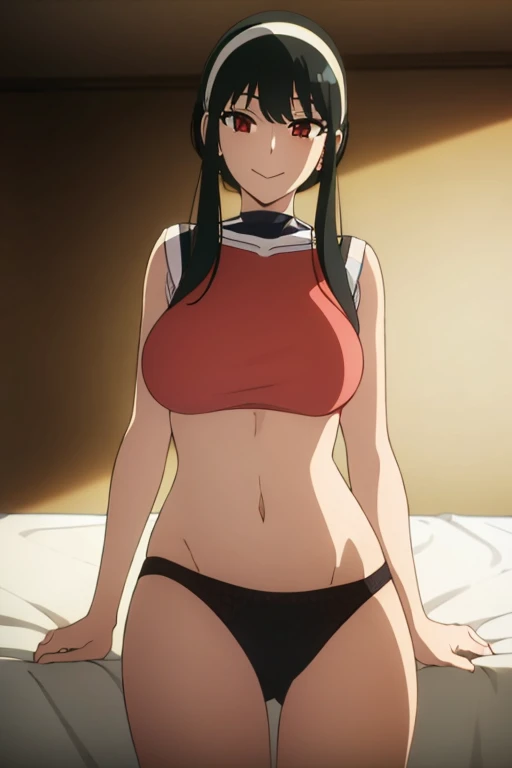 (masterpiece, highest quality: 1.2), alone, 1 girl, alone, panties，，your heather, smile, Mouth closed, View audience, Long black hair, head band,  Earrings, Big Breasts, Medium Waist, Medium Hips, wide thighs, Embarrassing, attractive, smiling with her Mouth closed, Good move., Excellent anatomy,panties，，Sailor suit，classroom，