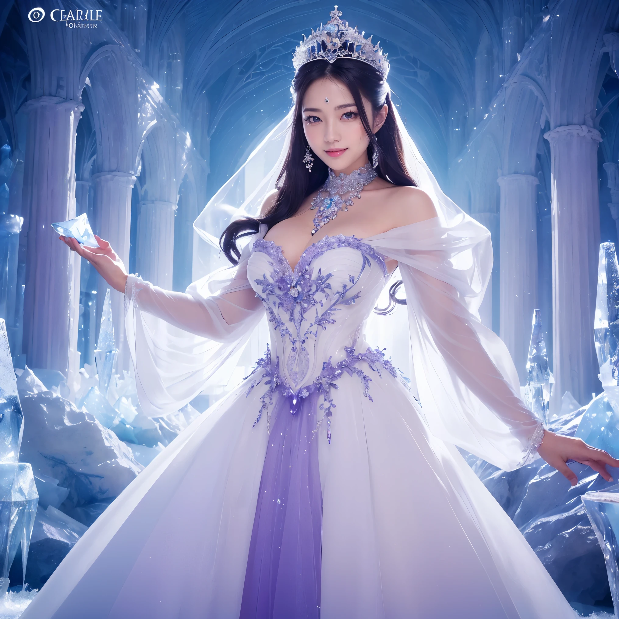 ((highest quality、table top、8K、best image quality、extremely complex and detailed depiction))、The most luxurious and highest quality giant tiara、The most luxurious and highest quality giant necklace、Yukihime、(雄大で美しいsnow forestの中で:1.1)、big and full breasts、skin as white as snow、glowing skin、Dresses それ shine in silver、Elegant and beautiful pure white snow dress、elegant decoration、Diamond decoration、artistic decoration、dress with lots of jewels、Luxury beyond imagination、the most luxurious decoration in the world、shining snow、Shining blizzard、Fantastic snowscape、Snow like a jewel、Diamond dust、The most realistic and complex background、Highly detailed and realistic background、A cold, expressionless face stares at me、(pure white skin:1.1)、Pure white makeup、(accurate anatomy:1.1)、Photo above the waist、キラキラと微細にshining snow、epic movie lighting、the most delicate sparkle of snow、tree covered with snow々々、beautiful tree covered in snow々、(Beautiful fantastic orange and purple starry sky:1.2)、fantastic starry sky、starry sky in snowy mountains、It&#39;s snowing、snow forest、(There is a beautiful clear pond in the distance.:1.2)、jade eyes、(the most fantastic and romantic:1.1)、blurred background、portrait photography