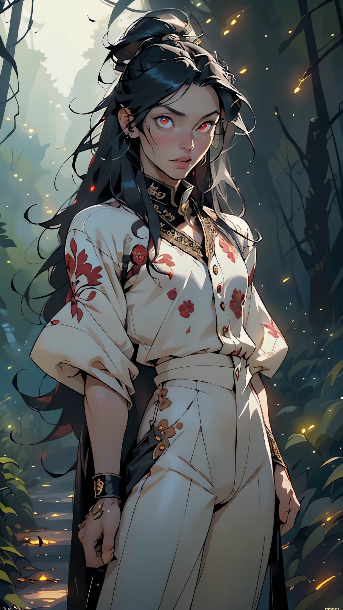 (man:1.5),(1 man),(1man),((male vampire)),vampire,((1male,handsome male,male gender:1.5)),(macho man:1.3),
(((black hair,long hair messy hair,colored inner hair))),(((red_eyes:1.3))),intricate eyes,beautiful detailed eyes,symmetrical eyes,(man chest),handsome face,flat chest,slim figure,muscle, 1boy,pectoral,((((pale skin,lustrous skin:1.5,bright skin: 1.5,shiny skin,very shiny skin,shiny body)))),(((detailed face))),
((dark character,corruption)),nsfw,
black cape around shoulders,red tunic,silver buttons,black gloves,dream eater,silver scarab necklace,pants,((bulge in pants)),black arabic pants,(((intricate outfit,embroidered outfit,ornate outfit,intricate clothes,embroidered clothes,ornate clothes))),
(dynamic pose:1.0),embarrassed,(centered,scale to fit dimensions,Rule of thirds),
((((many fireflies,fireflies,glowing fireflies,fireflies in the background)))),
((forest rainy day, at night)),with dark stormy clouds,winter,scenery:1.25,intricate scenery,((forest rainy day background)),
(Glossy winter ornaments),highres,sharp focus,(ultra detailed,extremely detailed),(photorealistic artwork:1.37),(extremely detailed CG unity 8k wallpaper),(((vibrant colors,vibrant theme))),(intricate),(masterpiece),(best quality),artistic photography,(photography taken by sldr),(intricate background),perfect rendered face,perfect face details,realistic face,photo realistic,((intricate detail)),(((realism))),
