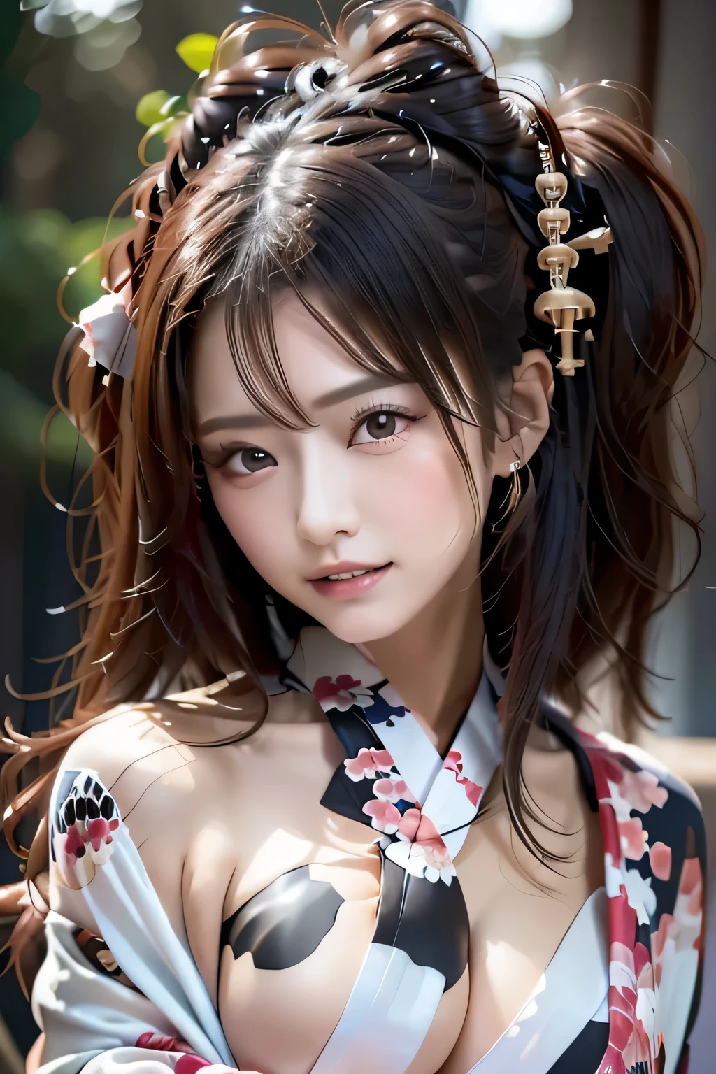 (((Gorgeous courtesan kimono:1.7))),(Beautiful mature woman in a noble courtesan kimono),(((Flashy and extravagant courtesan attire:1.3))),(Glamorous Jar)(Gorgeous floral hair ornament),Gorgeous floral braided top knot,(Very delicate and beautiful hair,),(((Accentuate larger breasts:1.3))),Fireworks shooting up into the sky against the backdrop of the riverbank at night.、Cute round face,Detailed garment features,Detailed hair features,Detailed facial features,Looking at the camera,(Dynamic Angle),(Dynamic and sexy pose),Cinematic Light,(Ultra-high resolution output images,Written boundary depth,Intricate details,Light and shadow contrast、The subject appears three-dimensional,) ,Single-lens reflex camera, (Realistic:1.3),(8K quality,Anatomically correct facial structure,),(SeaArt 2 Mode:1.3),(Picture Mode Ultra HD,)